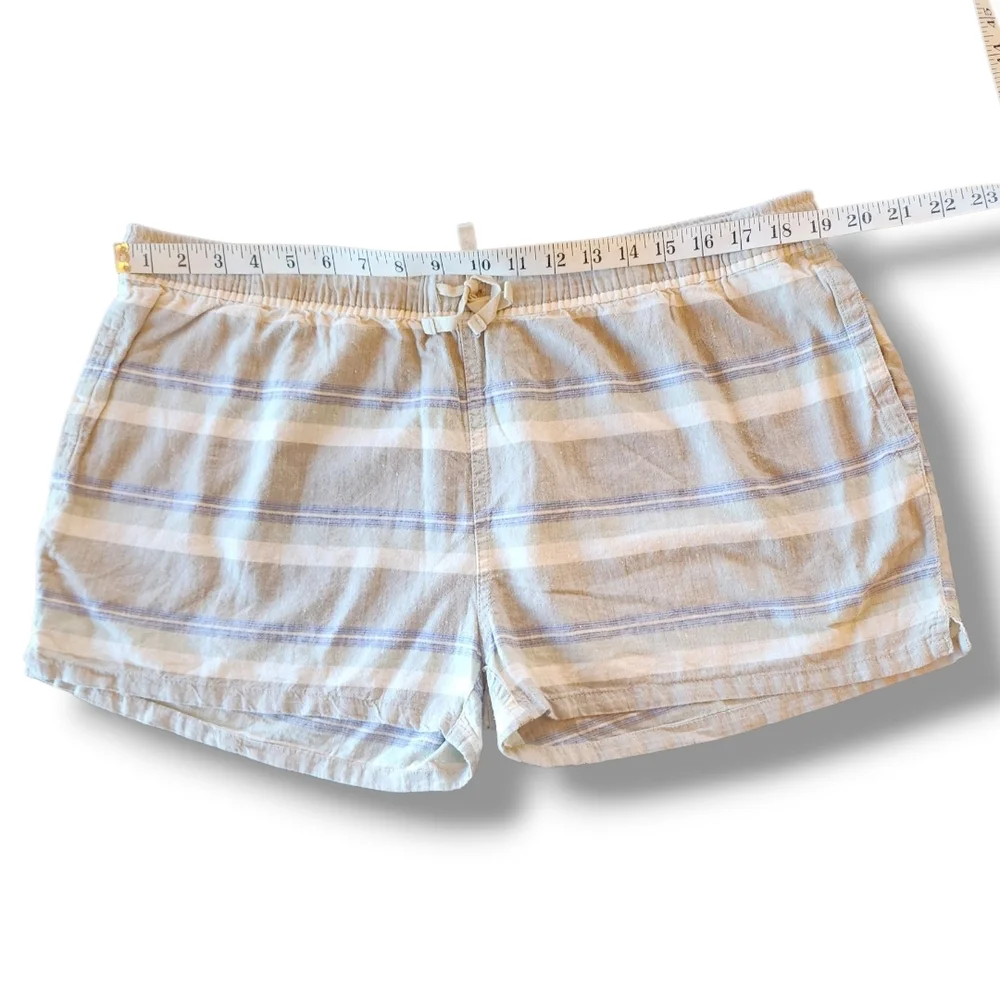 Patagonia Striped Drawstring Hemp Blend Cream And Tan Shorts XL